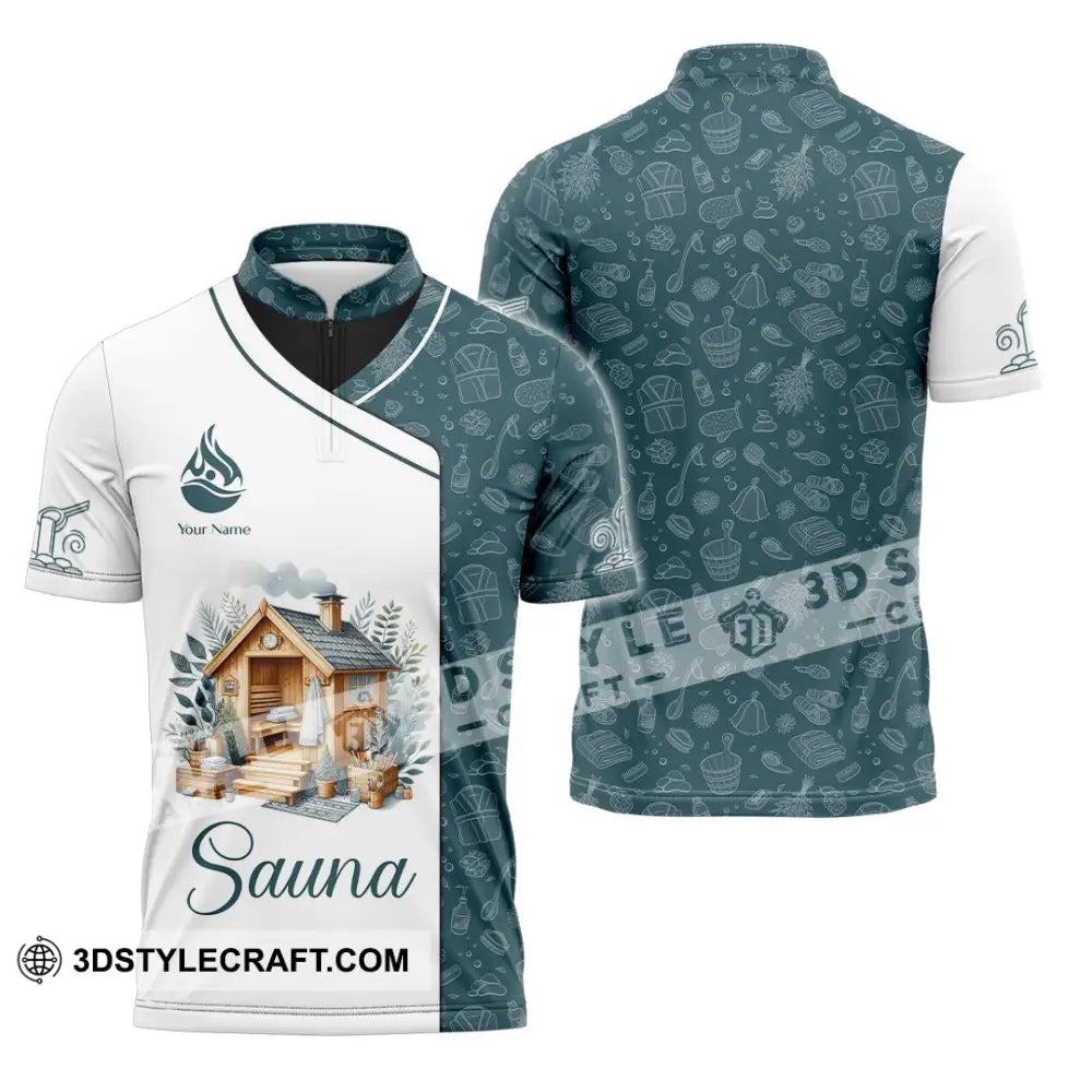 Unisex Shirt - Custom Name Best Sauna House Zipper Polo / S T-Shirt