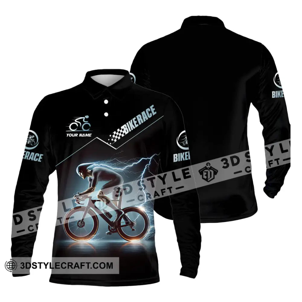 Unisex Shirt Custom Name Bike Race Polo Long Sleeve / S T-Shirt