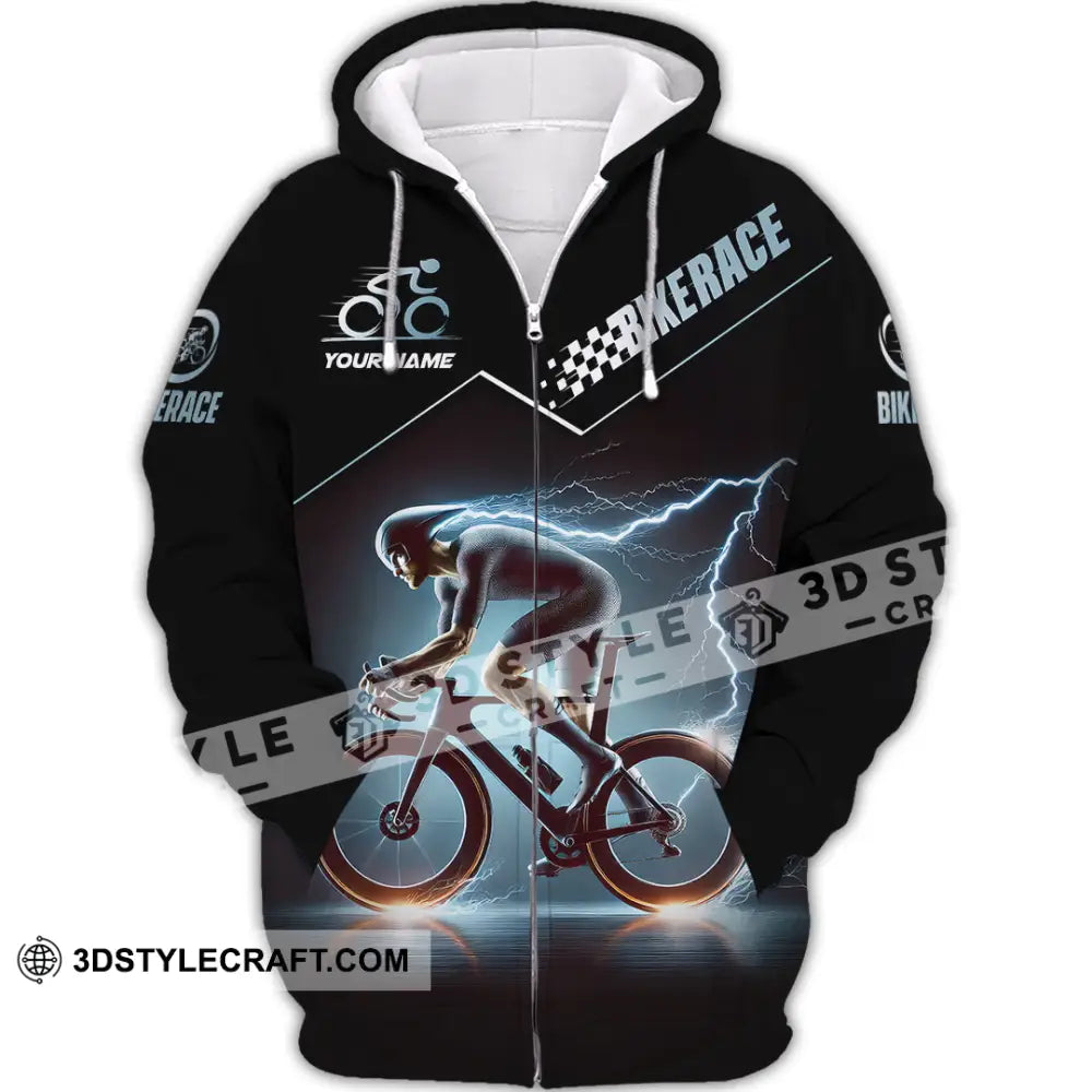 Unisex Shirt Custom Name Bike Race Polo Long Sleeve Zipper Hoodie / S T-Shirt