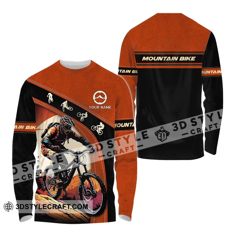 Unisex Shirt - Custom Name Biker For Mountain Bike Player Long Sleeve / S T-Shirt