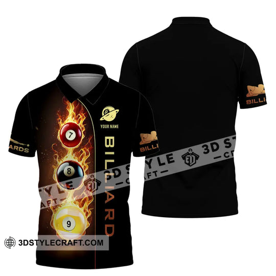 Unisex Shirt, Custom Name Billiard Shirt, Billiard Lover Polo Long Sleeve Shirt, Billiard Gift style option 4