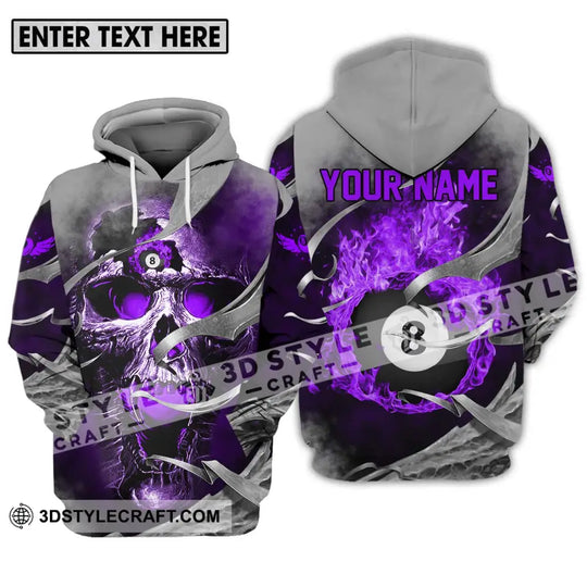 Unisex Shirt - Custom Name Billiards Shirt, Purple Skull style option 3
