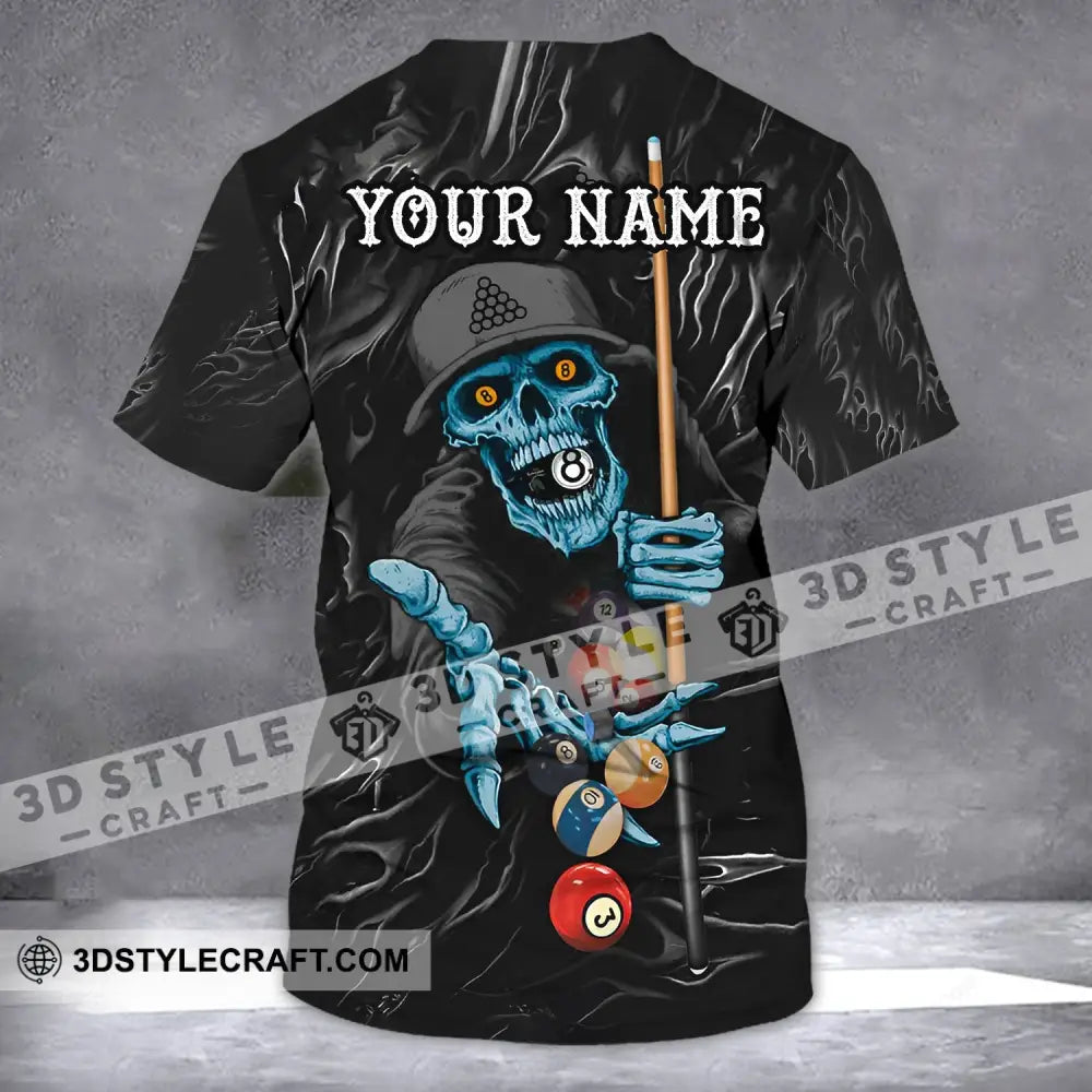 Unisex Shirt - Custom Name Billiards T-Shirt Skull Clothing T-Shirt