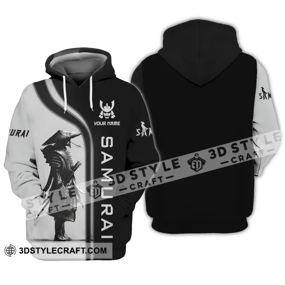 Unisex Shirt - Custom Name Black And Grey Samurai Hoodie / S T-Shirt