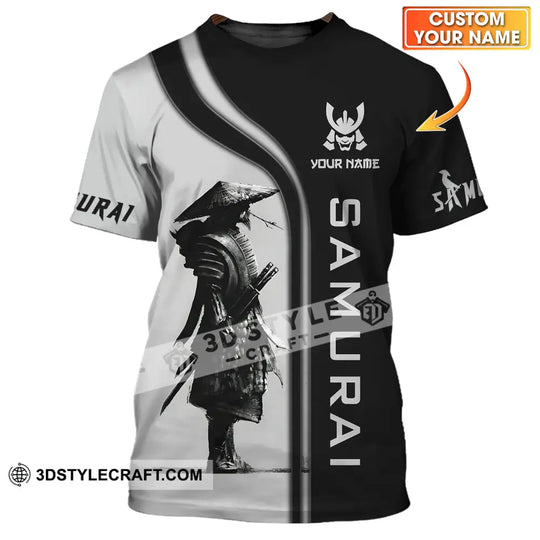 Unisex Shirt - Custom Name Black And Grey Samurai Shirt style option 1