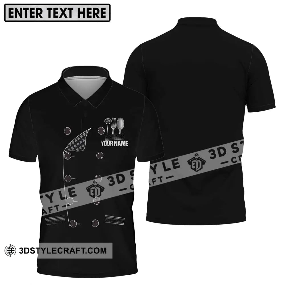 Unisex Shirt - Custom Name Black Chef Polo / S T-Shirt