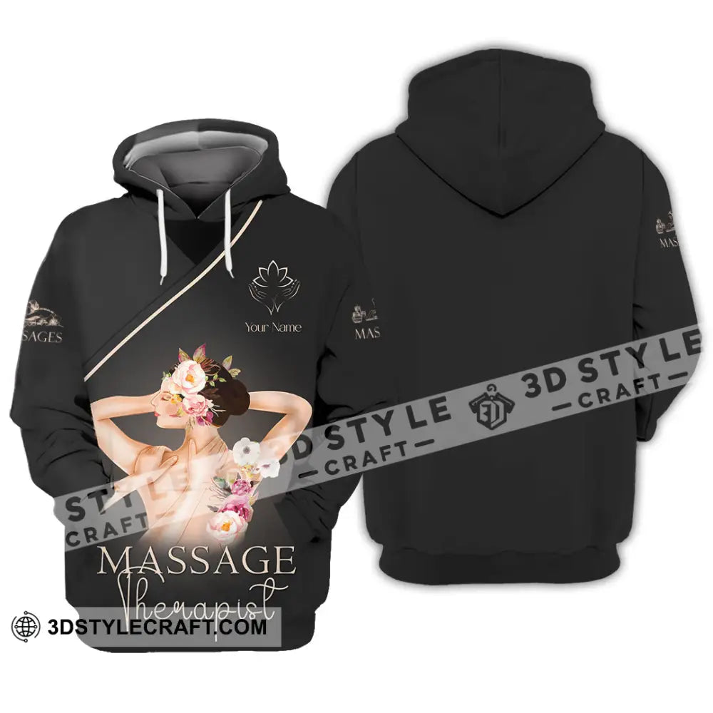 Unisex Shirt - Custom Name Black Massage Therapist Hoodie / S T-Shirt