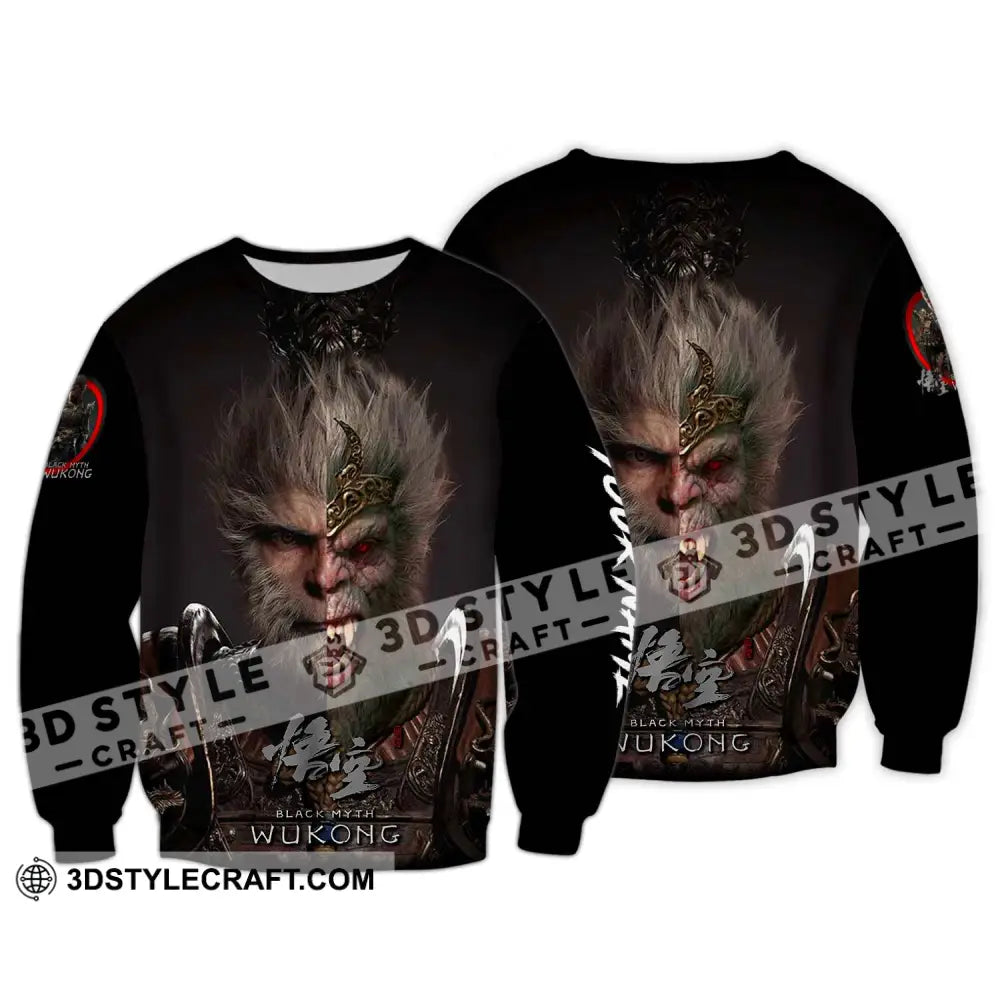 Unisex Shirt - Custom Name Black Myth Wukong Contrast Long Sleeve / S T-Shirt