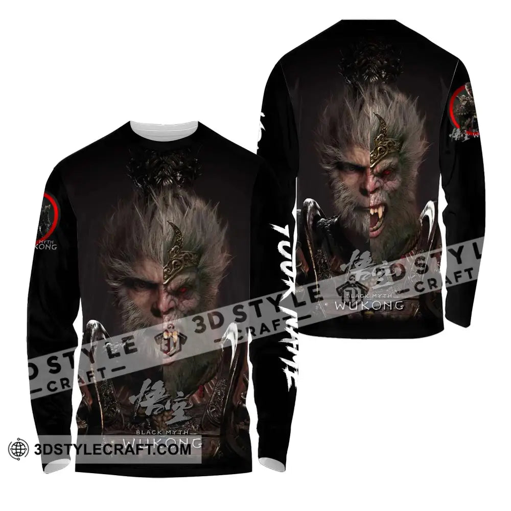 Unisex Shirt - Custom Name Black Myth Wukong Contrast Long Sleeve / S T-Shirt