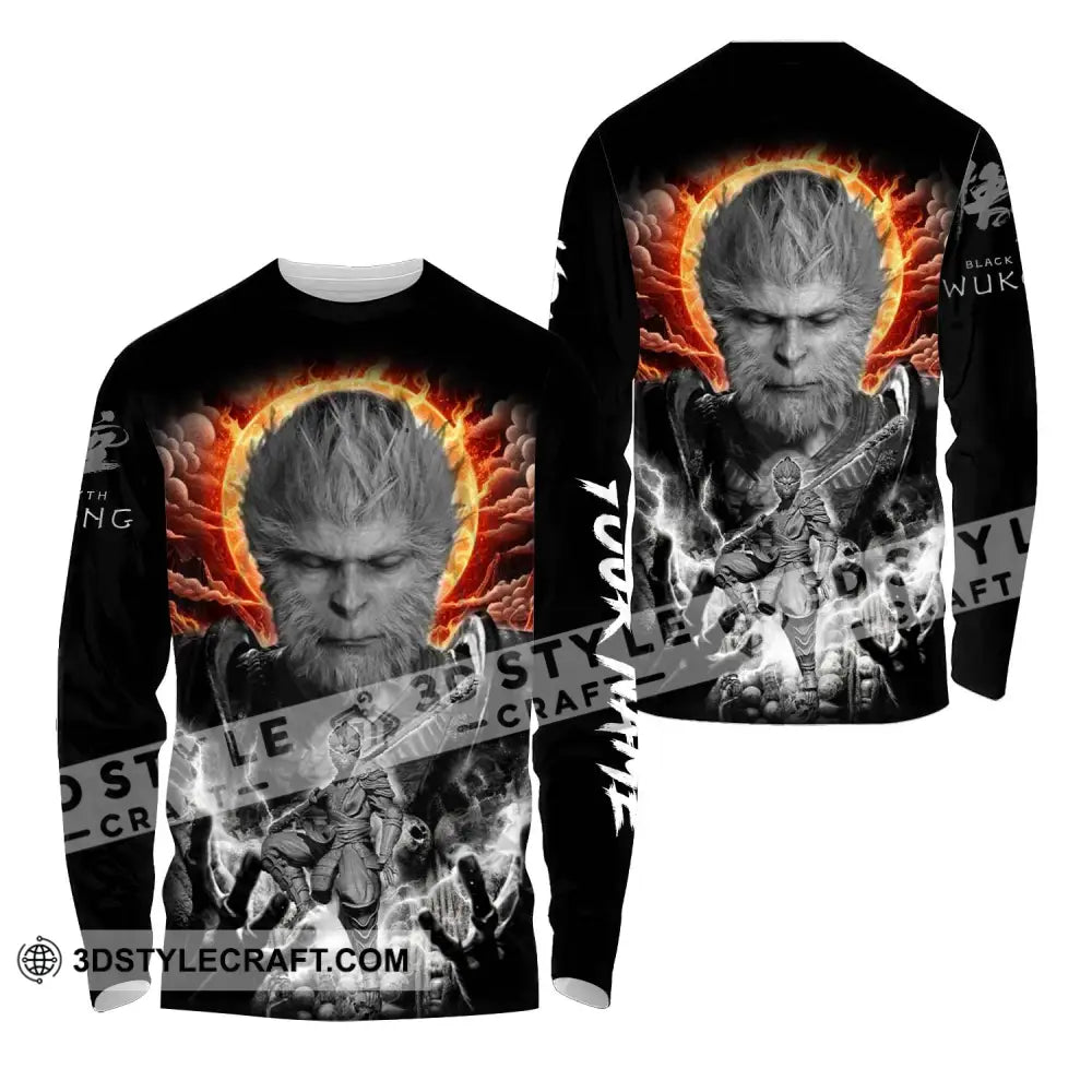 Unisex Shirt - Custom Name Black Myth Wukong Focus Long Sleeve / S T-Shirt