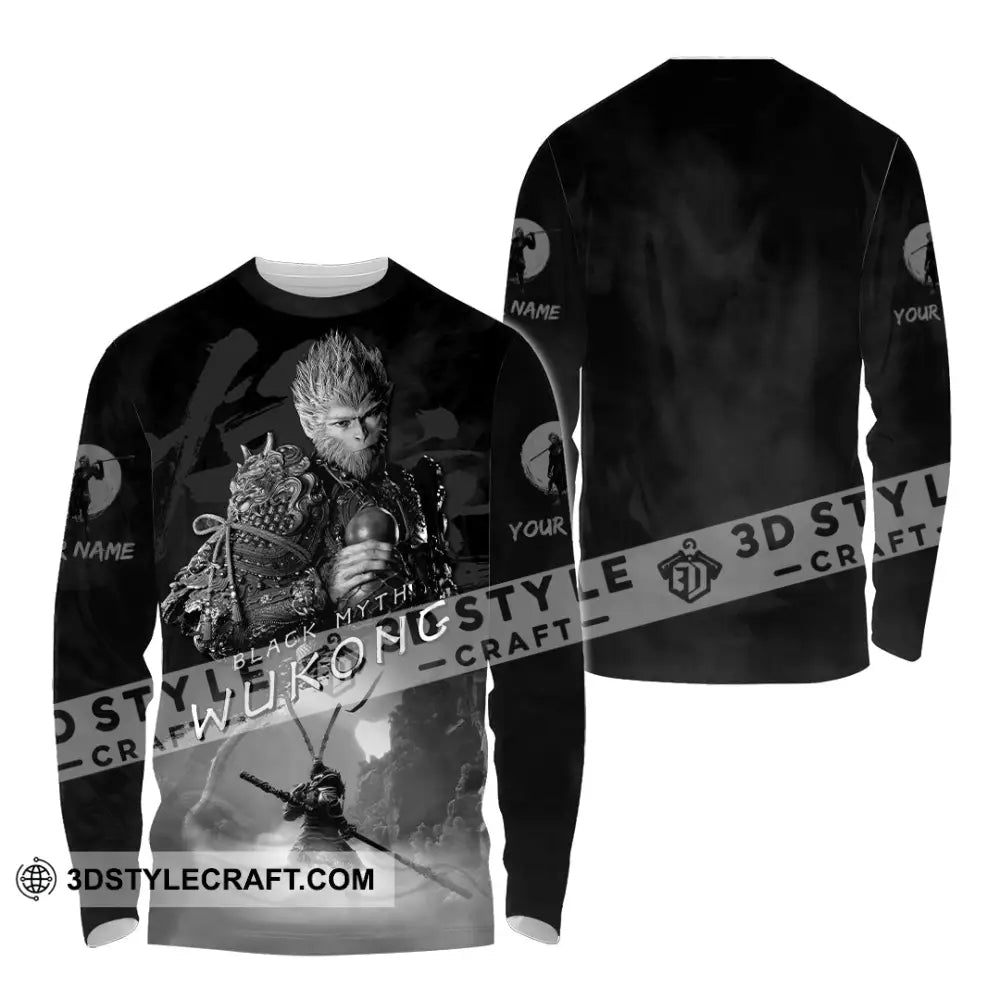 Unisex Shirt - Custom Name Black Myth Wukong General Long Sleeve / S T-Shirt