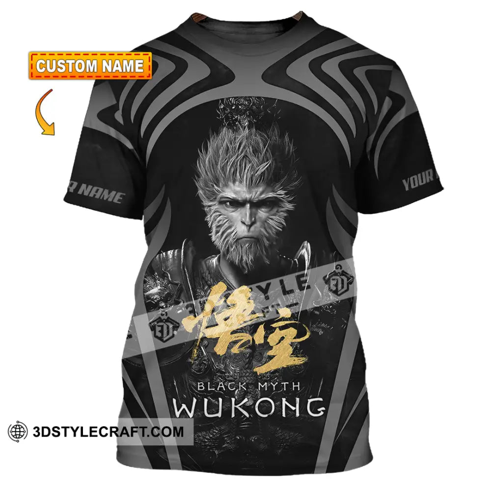 Unisex Shirt - Custom Name Black Myth Wukong Gold Text General T-Shirt