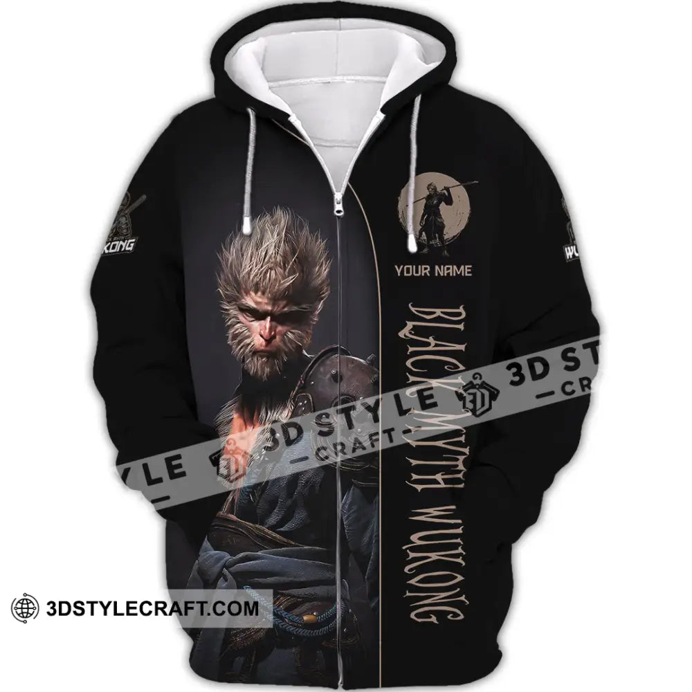 Unisex Shirt Custom Name Black Myth Wukong T-Shirt Hoodie Long Sleeve Zipper / S T-Shirt