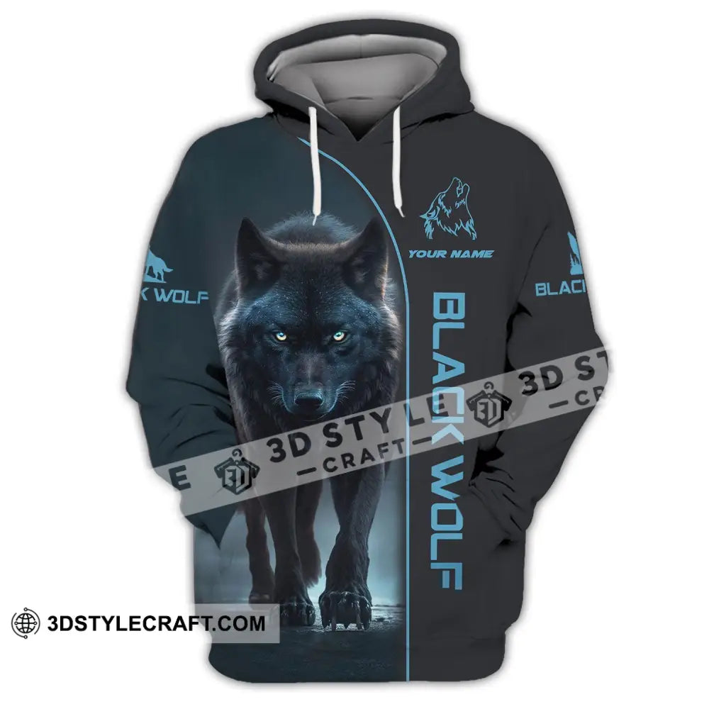 Unisex Shirt - Custom Name Black Wolf Hoodie / S T-Shirt