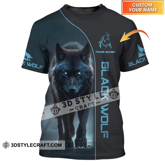 Unisex Shirt - Custom Name Black Wolf T-Shirt