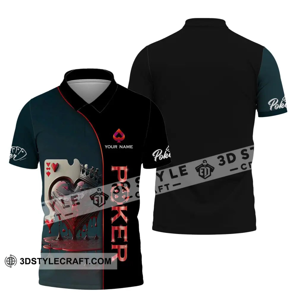 Unisex Shirt - Custom Name Blood Heart Poker Polo / S T-Shirt