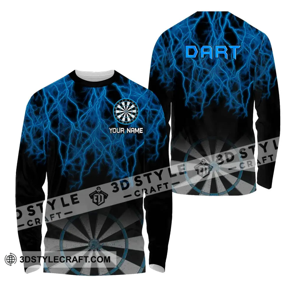 Unisex Shirt - Custom Name Blue Dart Long Sleeve / S T-Shirt