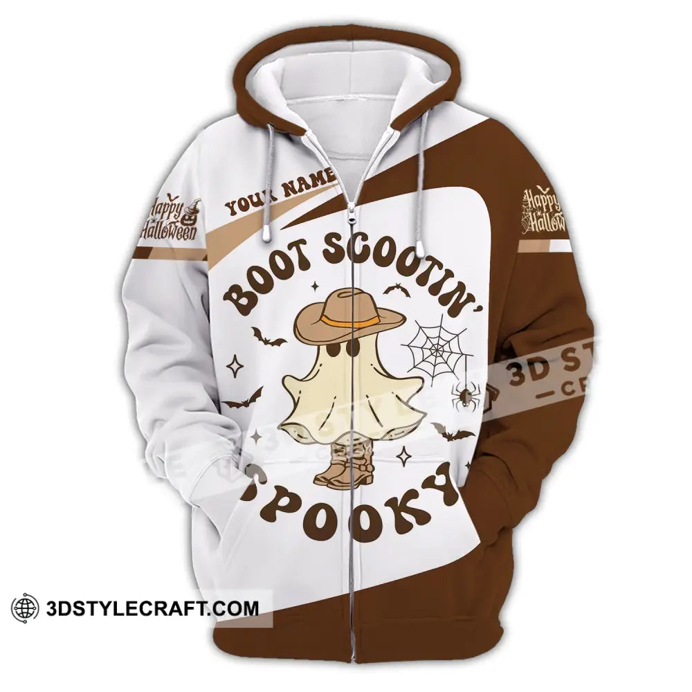 Unisex Shirt - Custom Name Boot Scootin Spooky Zipper Hoodie / S T-Shirt