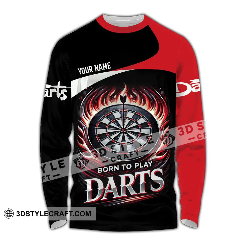 Unisex Shirt - Custom Name Born To Play Dart Long Sleeve / S T-Shirt