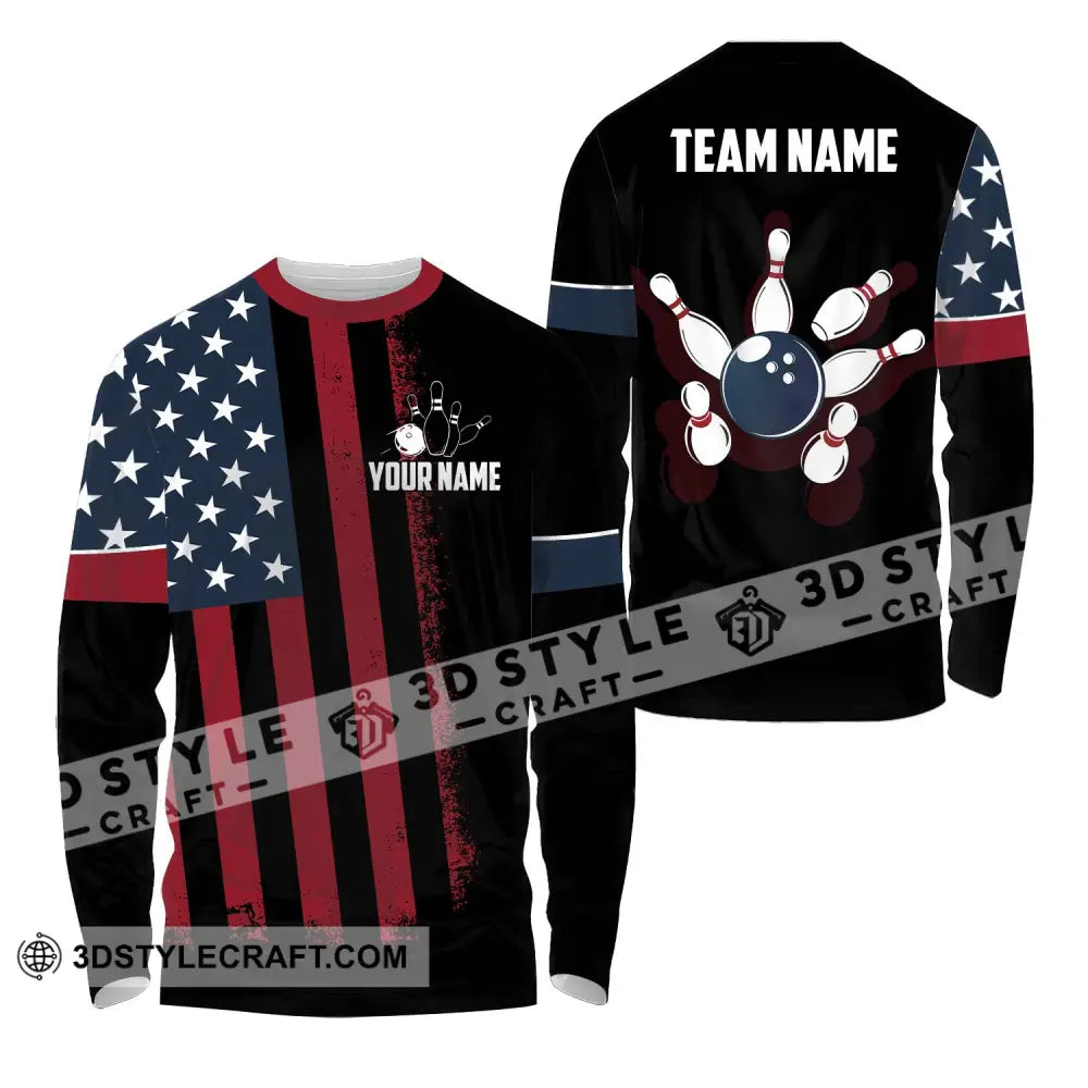 Unisex Shirt - Custom Name Bowling America Long Sleeve / S T-Shirt