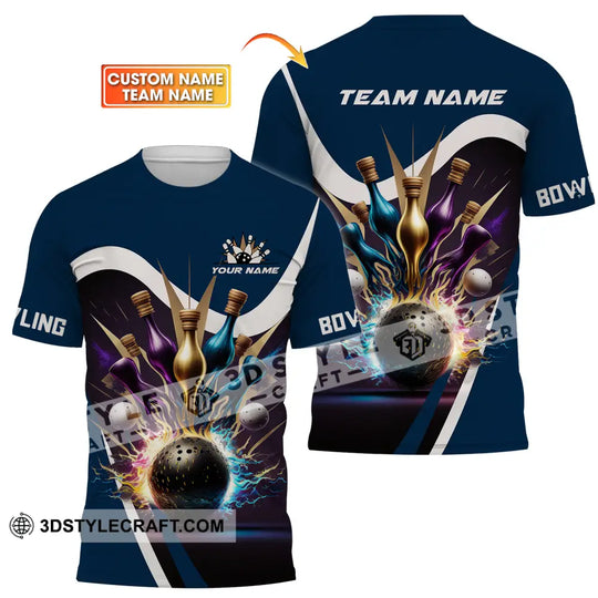 Unisex Shirt - Custom Name Bowling Dark Color Pins Shirt style option 1