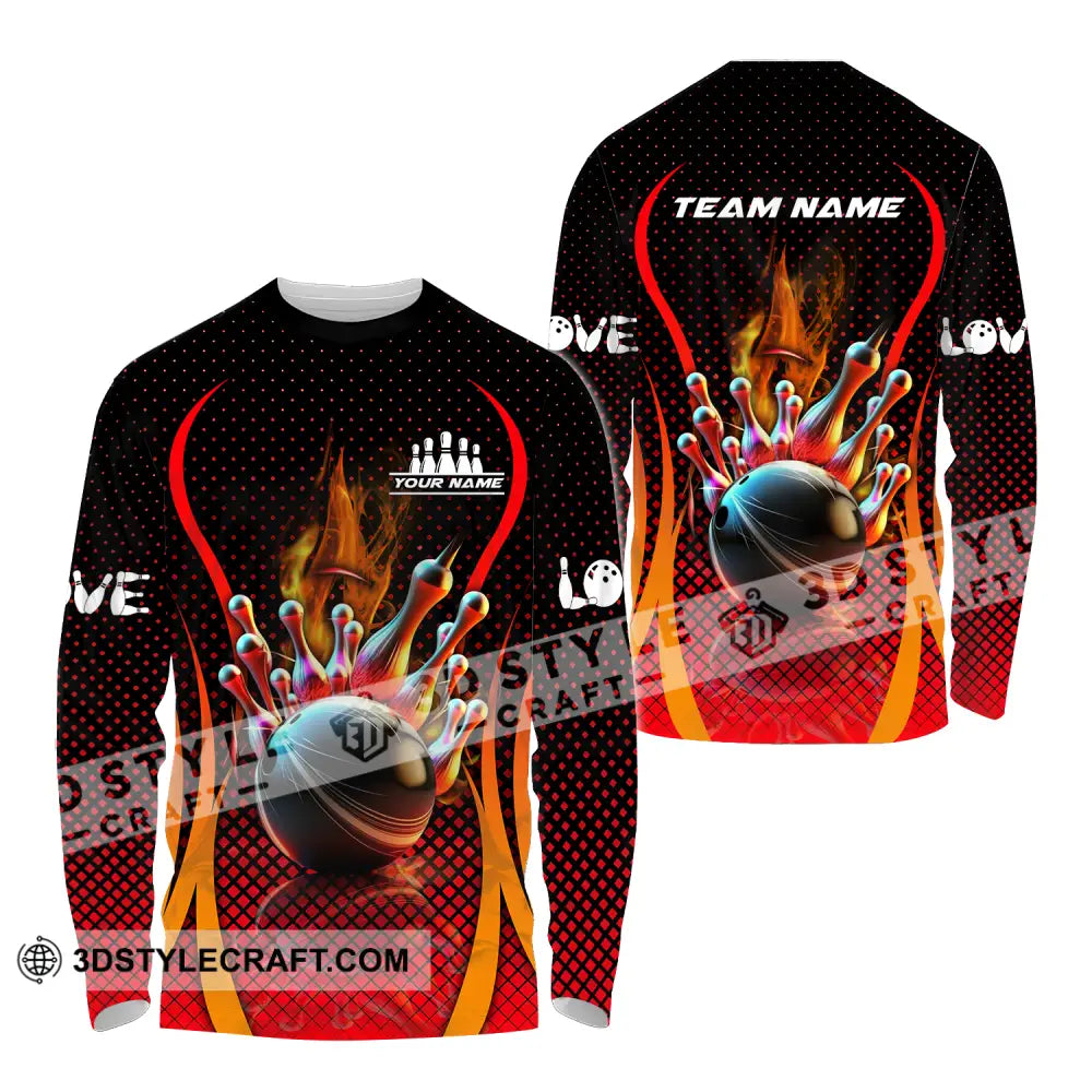 Unisex Shirt - Custom Name Bowling Long Sleeve / S T-Shirt