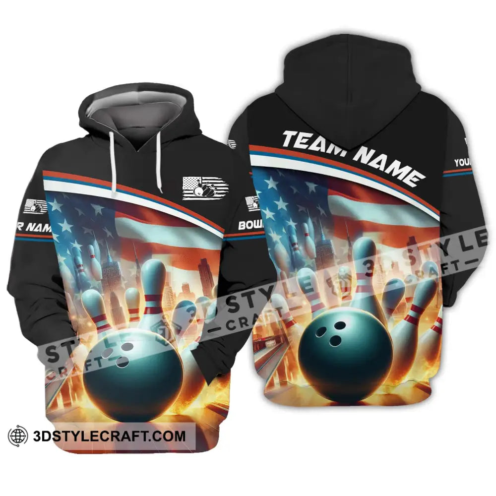 Unisex Shirt Custom Name Bowling Love Polo Long Sleeve Hoodie / S T-Shirt