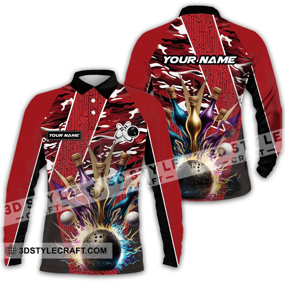 Unisex Shirt - Custom Name Billiard Player Long Sleeve Polo / S T-Shirt