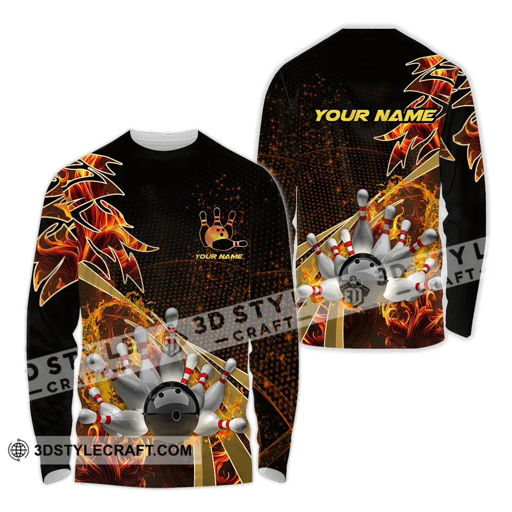 Unisex Shirt - Custom Name Bowling Player Long Sleeve / S T-Shirt