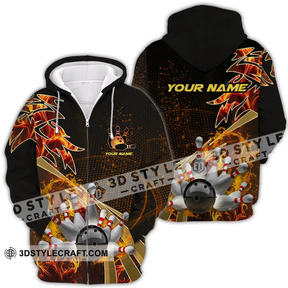 Unisex Shirt - Custom Name Bowling Player Zipper Hoodie / S T-Shirt