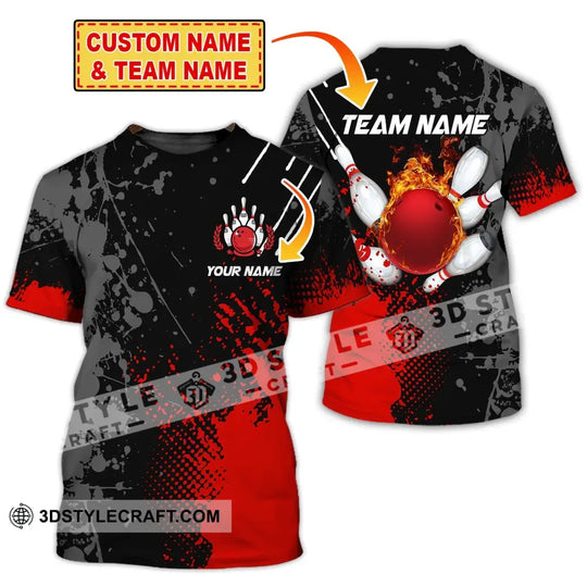 Unisex Shirt, Custom Name Bowling Polo Shirt, Bowling Fire T-Shirt, Bowling Hoodie Long Sleeve Shirt style option 1