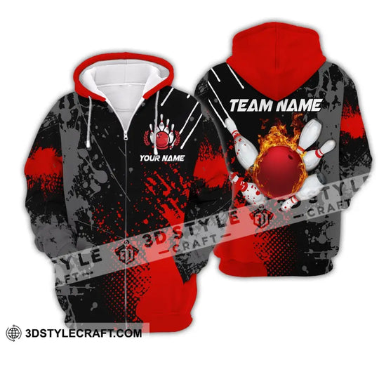 Unisex Shirt, Custom Name Bowling Polo Shirt, Bowling Fire T-Shirt, Bowling Hoodie Long Sleeve Shirt style option 4