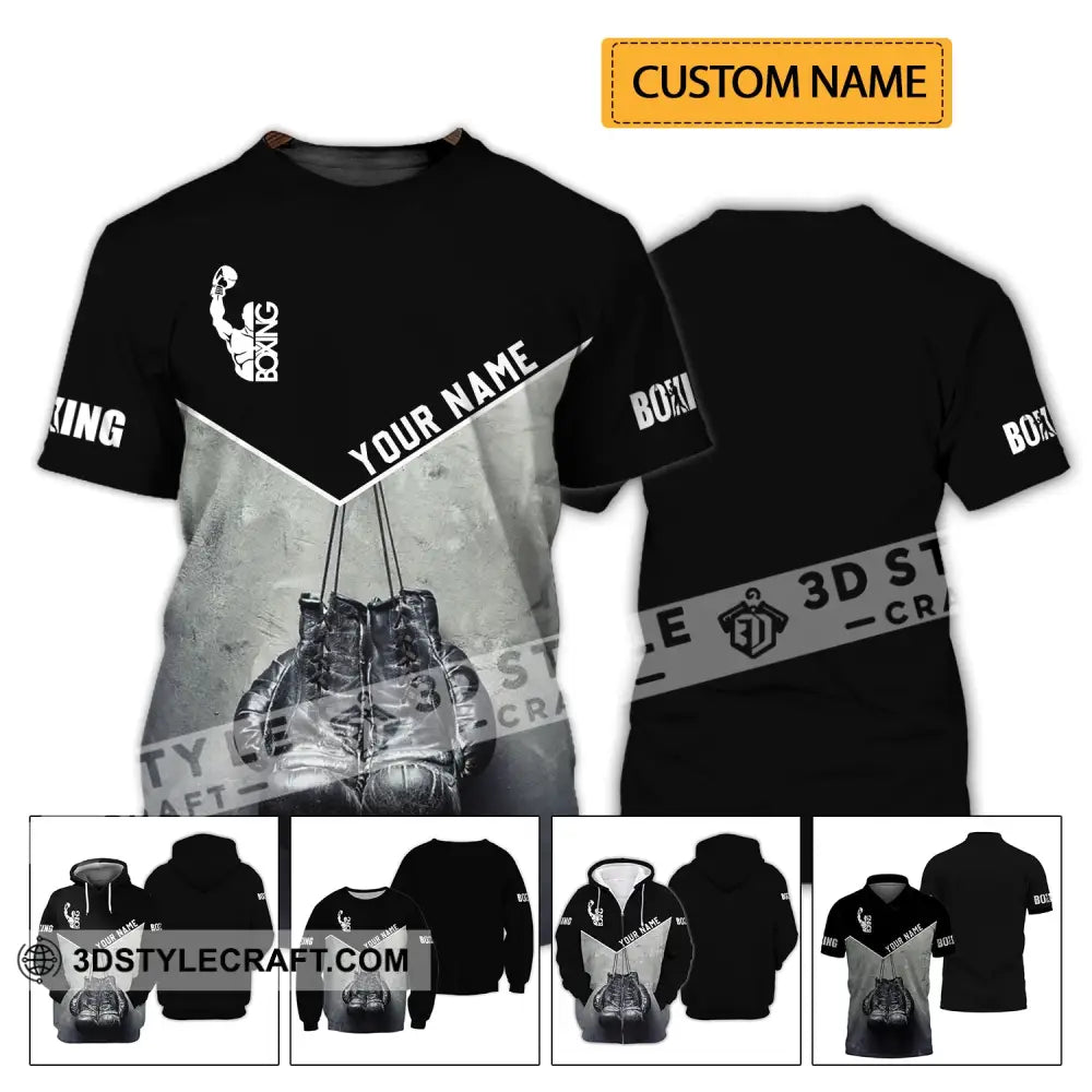 Unisex Shirt - Custom Name Boxing Black And White T-Shirt