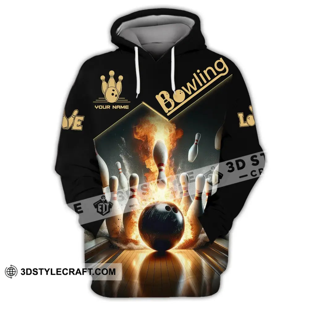 Unisex Shirt - Custom Name Boxing Fire Bowling Ball For Lover Hoodie / S T-Shirt