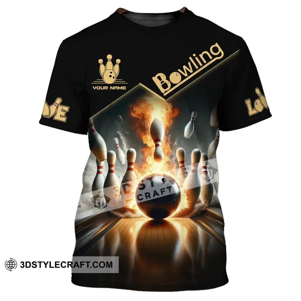 Unisex Shirt - Custom Name Boxing Fire Bowling Ball For Lover T-Shirt / S T-Shirt