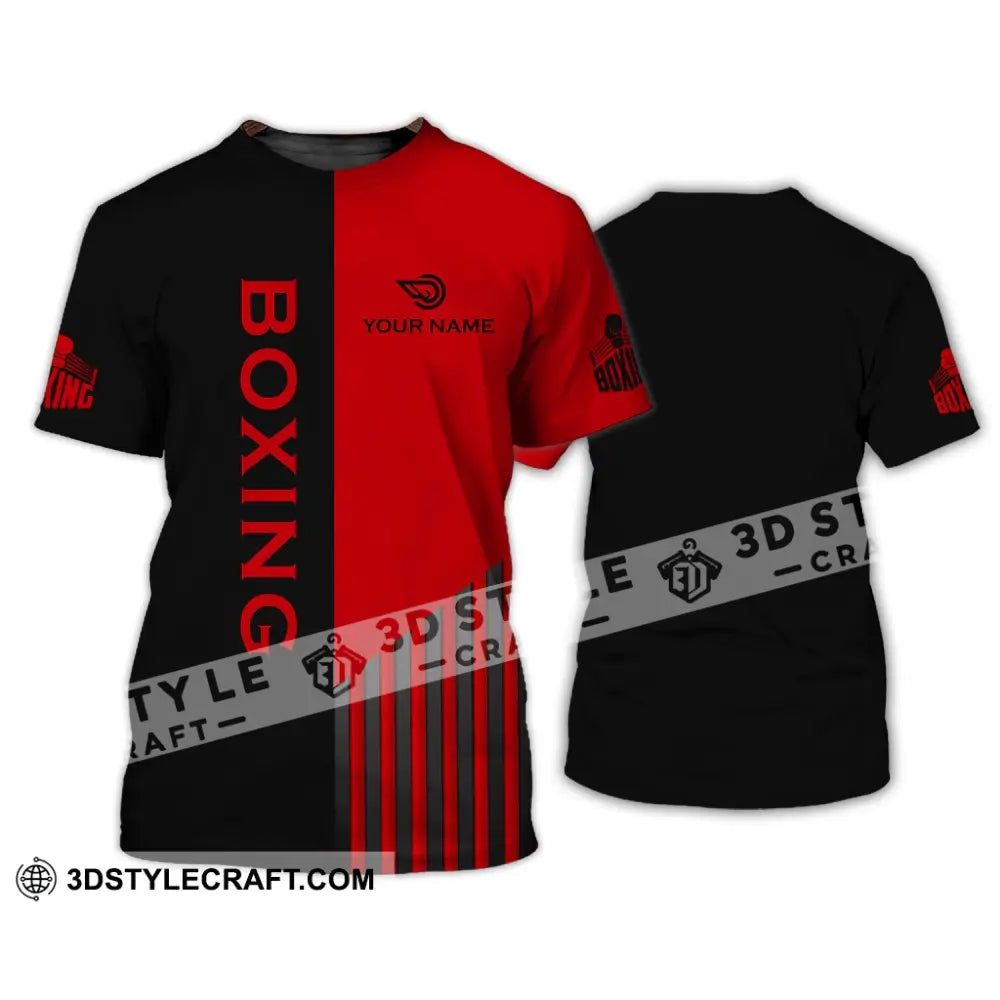 Unisex Shirt - Custom Name Boxing Gift For Player Black And Red 3D T-Shirt / S T-Shirt