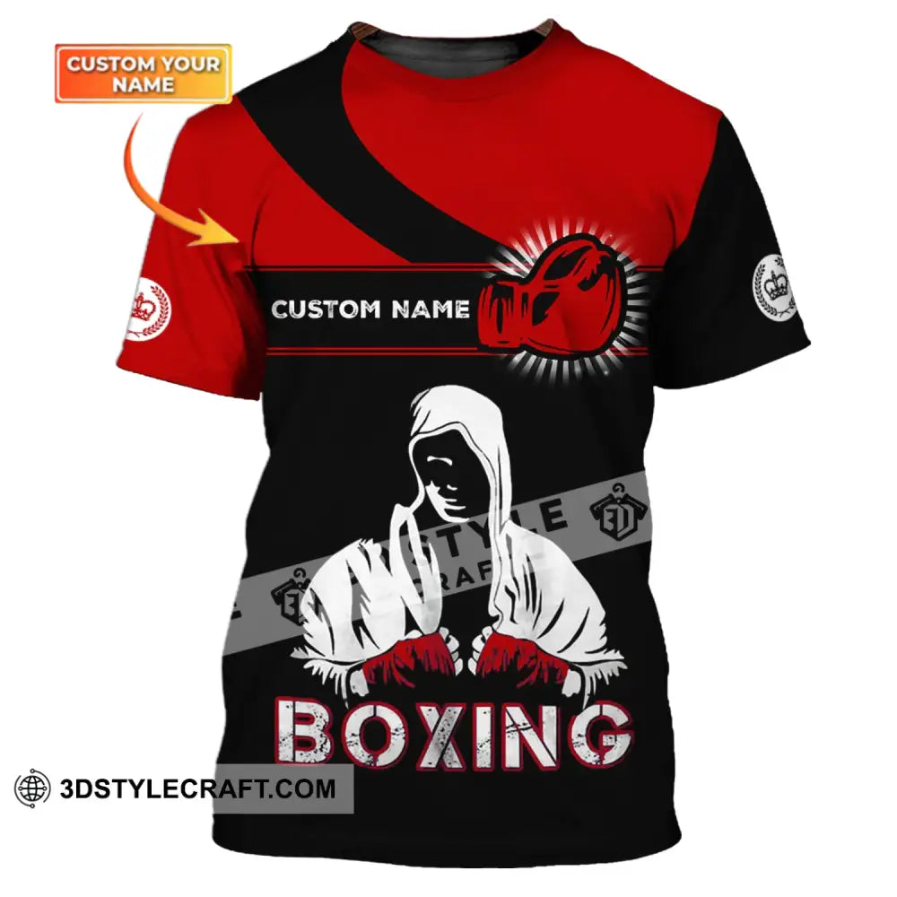 Unisex Shirt - Custom Name Boxing Gift For Player Black And Red T-Shirt