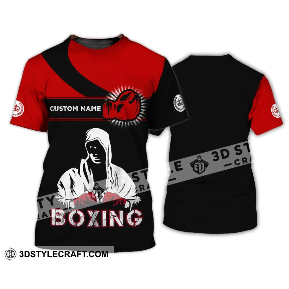 Unisex Shirt - Custom Name Boxing Gift For Player Black And Red T-Shirt / S T-Shirt