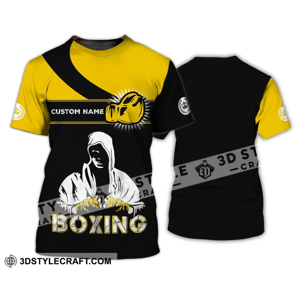 Unisex Shirt - Custom Name Boxing Gift For Player Black And Yellow T-Shirt / S T-Shirt