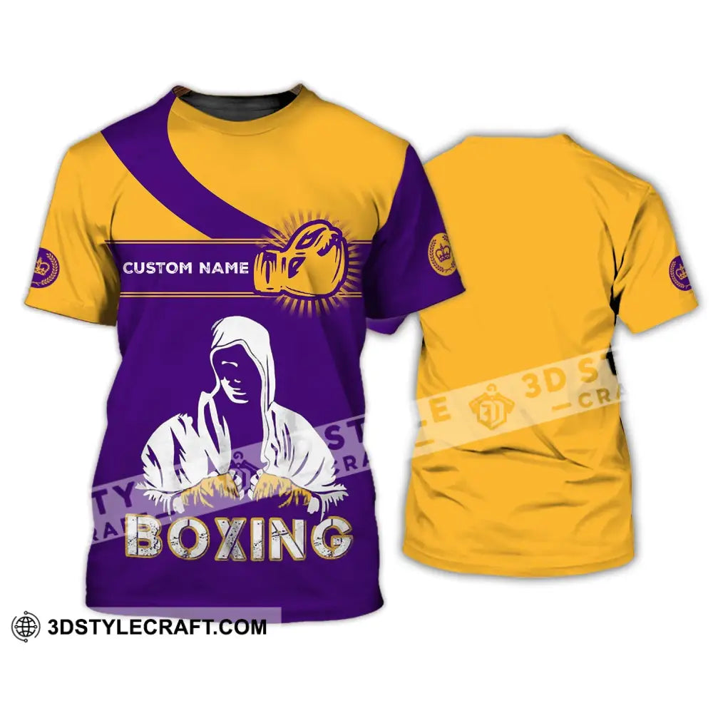 Unisex Shirt - Custom Name Boxing Gift For Player Purple And Yellow T-Shirt / S T-Shirt