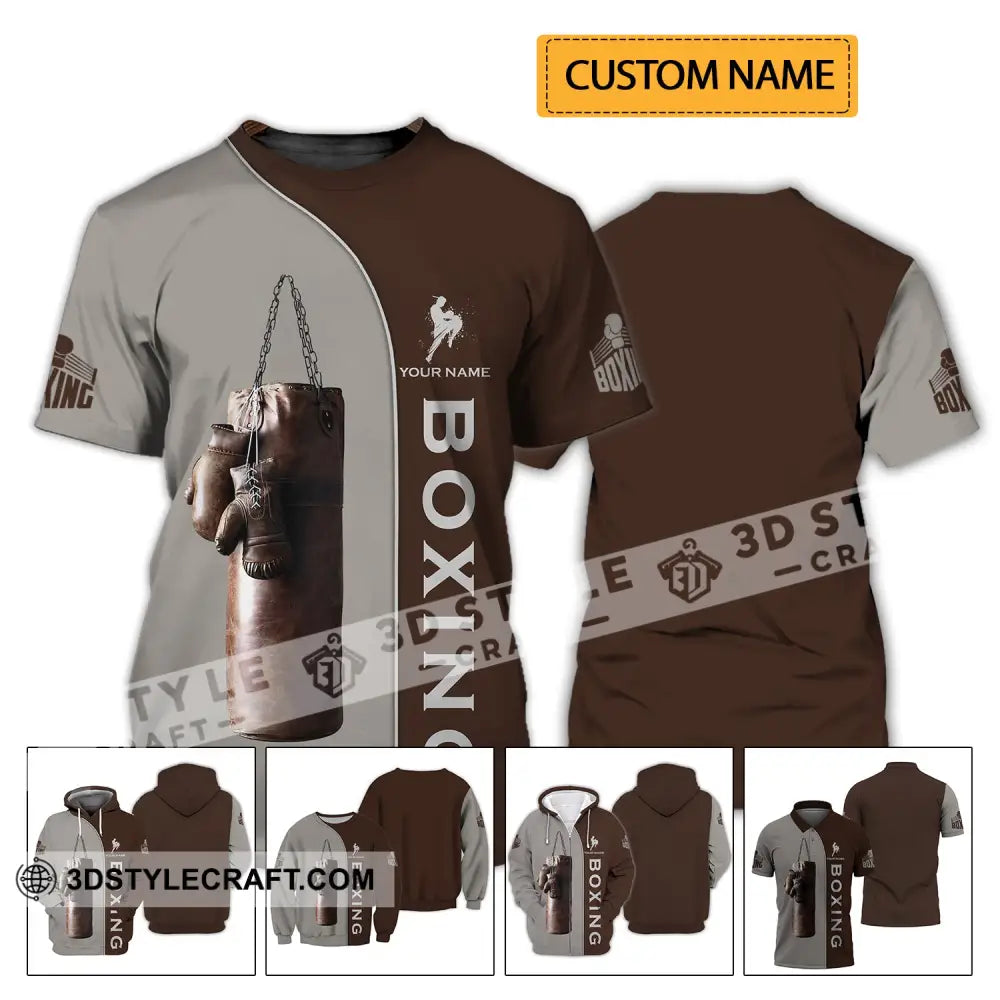 Unisex Shirt - Custom Name Boxing Gift For Player Retro Love Gloves T-Shirt