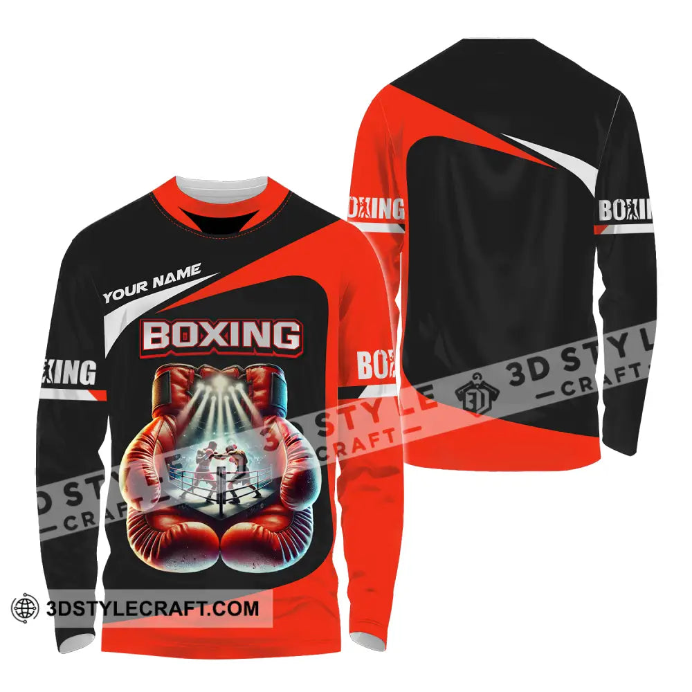 Unisex Shirt - Custom Name Boxing Gloves Long Sleeve / S T-Shirt