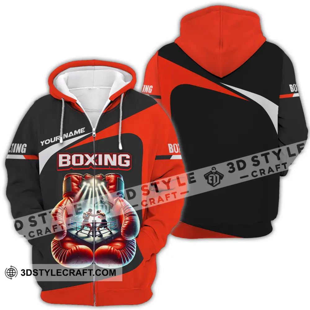 Unisex Shirt - Custom Name Boxing Gloves Zipper Hoodie / S T-Shirt