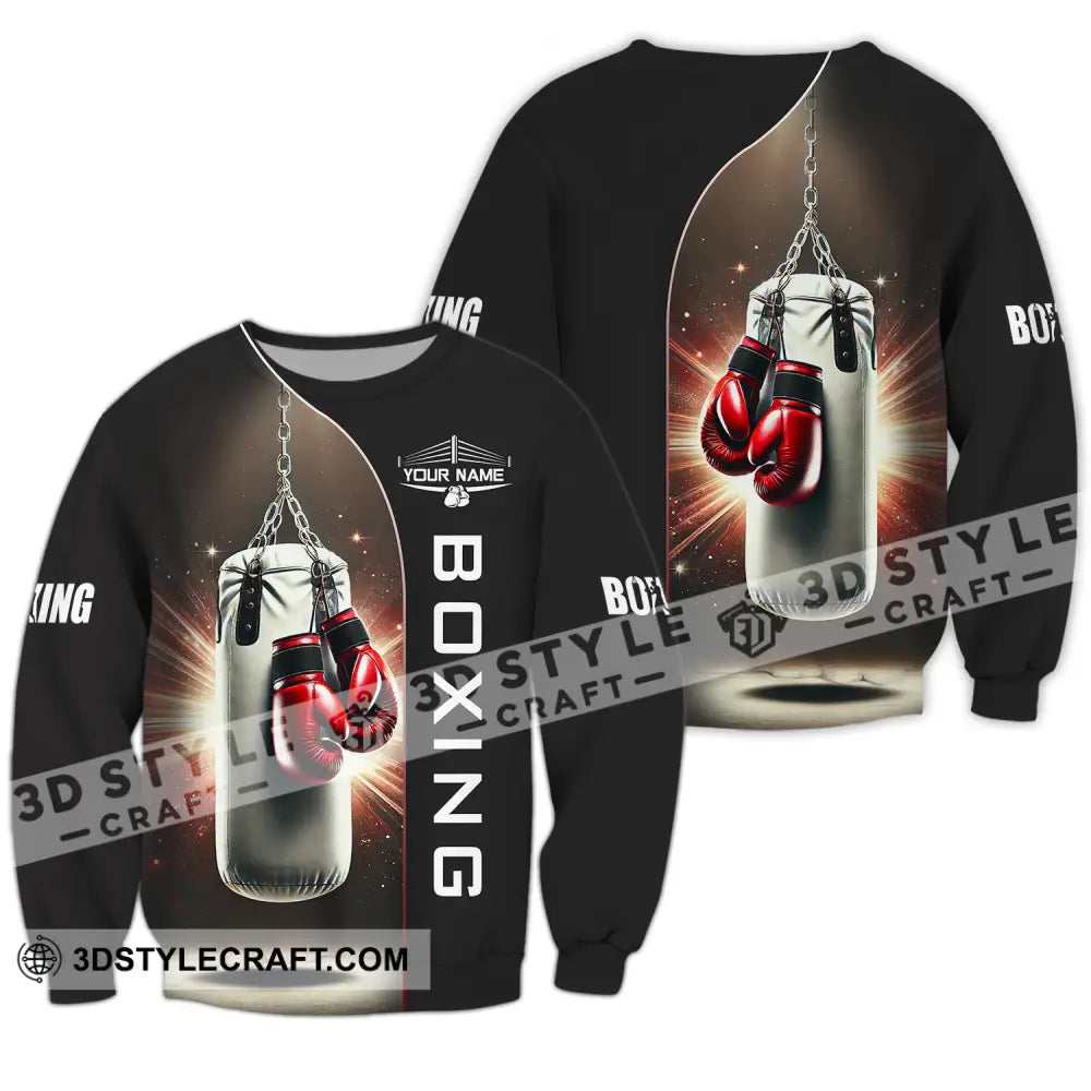 Unisex Shirt - Custom Name Boxing Lover Gloves Long Sleeve / S T-Shirt