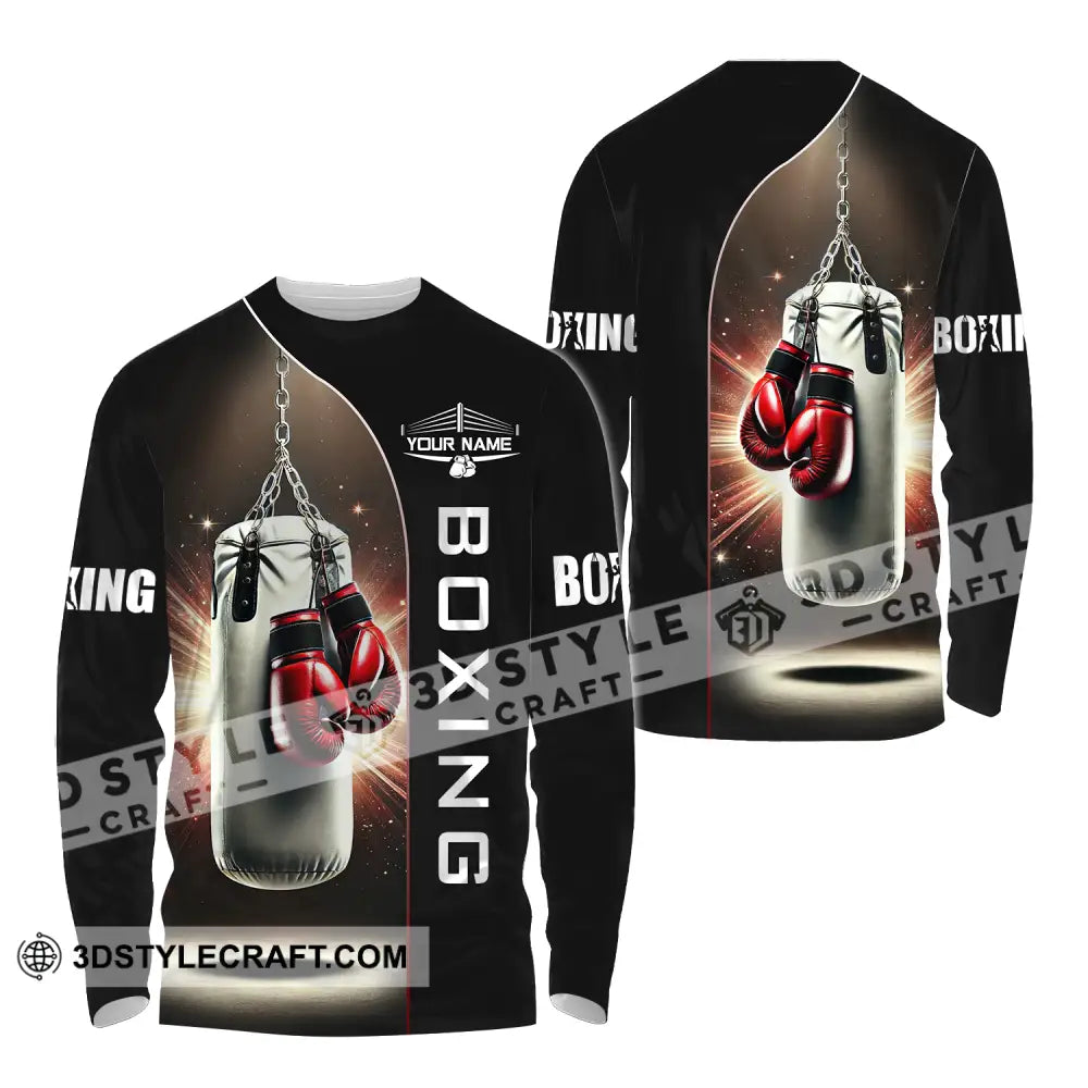 Unisex Shirt - Custom Name Boxing Lover Gloves Long Sleeve / S T-Shirt