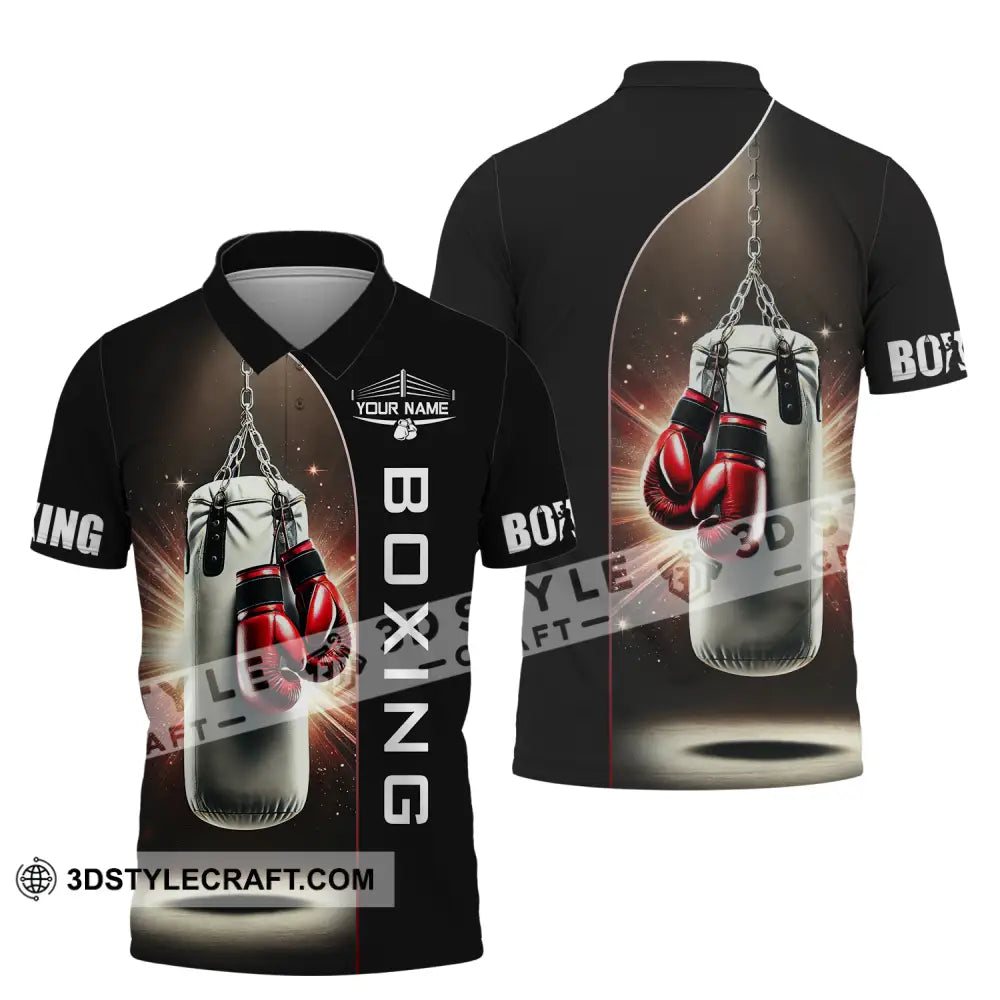 Unisex Shirt - Custom Name Boxing Lover Gloves Polo / S T-Shirt