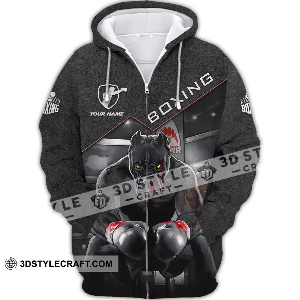 Unisex Shirt - Custom Name Boxing Pitbull Kick Lover Zipper Hoodie / S T-Shirt