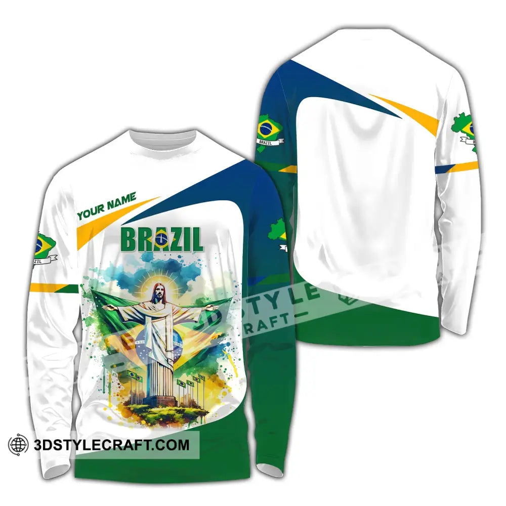 Unisex Shirt Custom Name Brazil Polo Long Sleeve Gift / S T-Shirt