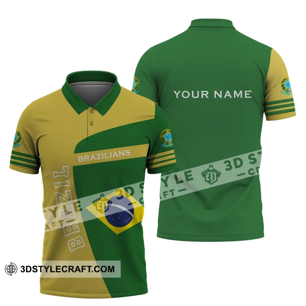 Unisex Shirt - Custom Name Brazil World Cup Sport Polo / S T-Shirt