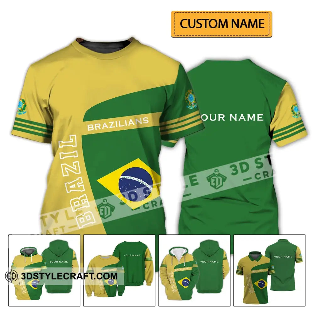 Unisex Shirt - Custom Name Brazil World Cup Sport T-Shirt